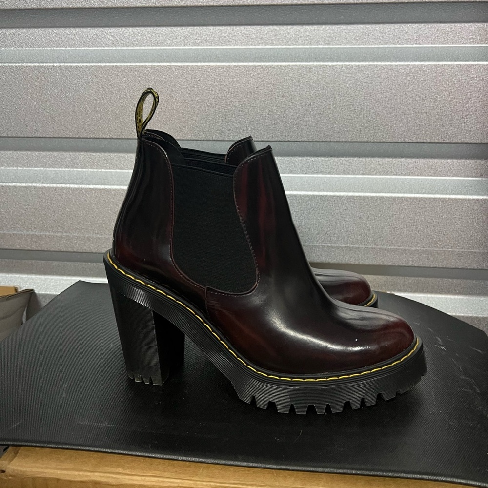 Women's Burgundy Arcadia Chelsea heeled cherry Boots Dr Martin Sz 8